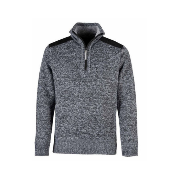 Pullover, Liam, gebreid winter gevoerd. Grijs. XL